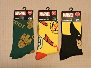 3 PARES Calcetines Marvel Adultos ~ Wolverine Groot X-Men - Imagen 1 de 5