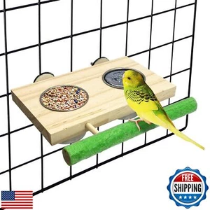 Tfwadmx Plato de Alimentación de Pájaros Tazas con Plataforma de Madera Colgante Acero Inoxidable P - Imagen 1 de 5