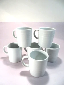 Crate&Barrel 6er Set Kaffeetassen weiß gerippt Porzellan Portugal 3,5"h - Bild 1 von 7