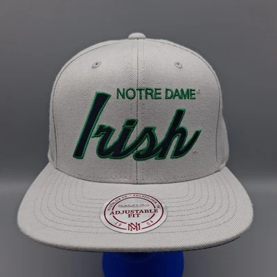 Notre Dame Irish Mitchell And Ness Gray Snapback Football Hat Cap - Image 1 of 4