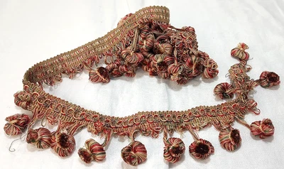 Borla de 1 yarda de 17" con borde de flecos de 2 1/4" de largo rosa verde beige artesanías Foto 1 de 4