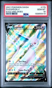 FA ESPEON V PSA 10 2021 POKEMON SWORD & SHIELD EVOLVING SKIES #179/203 FULL ART - Bild 1 von 2