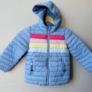 JOULES Jacke Gr. 6 Jahre Mädchen Puffer hellblau mehrfarbig Kapuze leicht - Bild 1 von 6