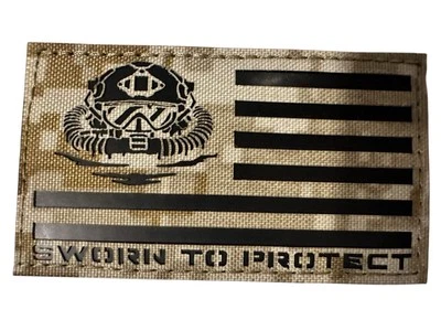 Sworn To Protect IR Reflective Combat Diver Flag Patch AOR1 US Navy SEAL NSWDG - Image 1 of 4