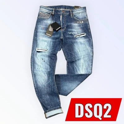 DSQ2 Slim Fit Cool Guy Men's Stretchy Washed Ripped Blue Diesel Jeans - Image 1 of 3