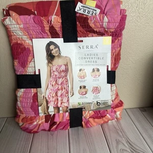 Sierra S Convertible Dress Pink/Orange Strapless Halter Skirt Adjustable Straps - Picture 1 of 3
