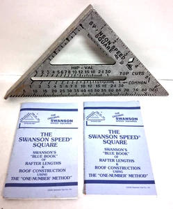 Swanson Tool Vintage Speed Square HIP-VAL 7" telaio trave in metallo + libri blu - Foto 1 di 2