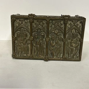 Set stile gotico bronzo decorazione scene bibliche del XIX secolo 1 piede rotto - Foto 1 di 15