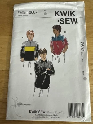 Kwik Sew Pattern 2607 Boys Shirts Sz 4 5 6 7 Vintage  1997 UNCUT Not Sealed - Image 1 of 4