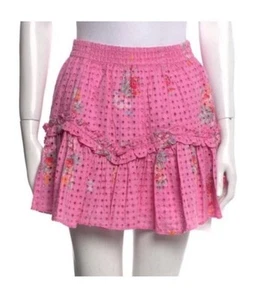 Love Shack Fancy 💕 Pink Ditsy pleat Floral Pink Ruffle Skirt 💕 XS - Picture 1 of 6