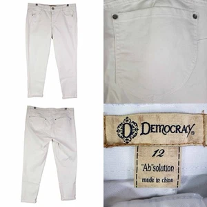Democracy Pants Jeans Womens Size 12 Ab Solution White Canvas Straight Stretch - Picture 1 of 9