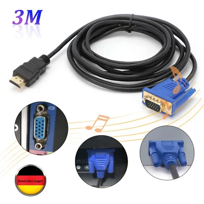 3M HDMI auf zu VGA Kabel AV Video Adapter Laptop PC 1080P Monitor Projektor blau - Bild 1 von 4