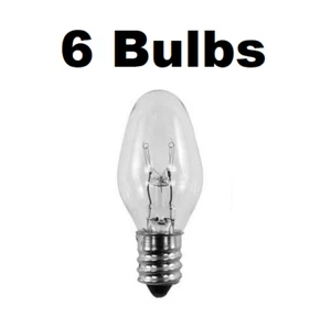 7 Watt, C7 Night Light, 130 Volt, Clear, E12 Candelabra Base 6 BULBS - Picture 1 of 1