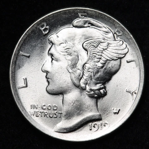 1919 Mercury Dime CHOICE BU UNCIRCULATED MS Beautiful Luster E780 RCHM Cover