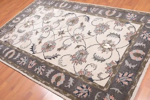 5' x 8' Handgefertigt 100% Wolle Traditionell Orientalisch Vorleger 5x8 Traditionell Beige - Bild 1 von 6