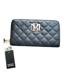 Badgley Mischka schwarz Rautensteppung langer umlaufender Reißverschluss Geldbörse 7,5" neu mit Etikett - Bild 1 von 10