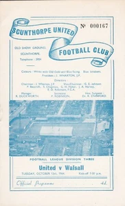 SCUNTHORPE UNITED V WALSALL ~ 13 OCTOBER 1964 ~ 3RD DIVISION FOOTBALL PROGRAMME - Picture 1 of 1
