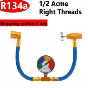 R134a Car A/C Refrigeration Air Conditioning Recharge Hose Pressure Gauge NEW - Picture 1 of 12