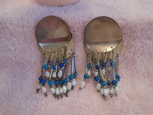 Vintage Sterling Silver .925 Earrings  Adorned With Pearls and Beads - Picture 1 of 4