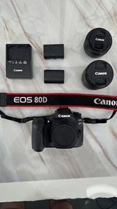 Canon EOS 80D DSLR Camera Kit Bundle 18-55mm & 50mm, Two Batteries, Charger,64GB - Picture 1 of 5