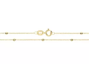 9ct gold bracelet 7 inch flat trace bead ball chain - Picture 1 of 8