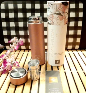 Teabloom Cosmopolitan Rose Gold Infuser Tumbler 16 oz Tea, Coffee, Fruit Water - Picture 1 of 5