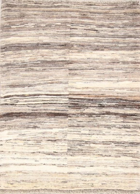 Abstract Gabbeh Zollanvari Contemporary Rug 4x5 Hand-Knotted Wool Carpet - Image 1 of 4