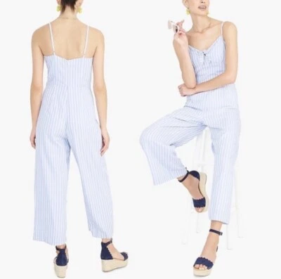 Mono J.Crew Azul Blanco Rayas Corbata Frontal Talla 14 Foto 1 de 4