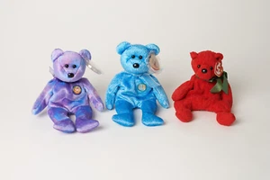 3er Set Ty Beanie Baby Bären "Clubby IV", "Edel" & "Mistel" mit Etikett - Bild 1 von 10