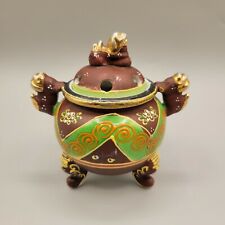 Japanese Incense Burner Ceramic Censer Satsuma Foo Dogs Buddhism Satsuma Japan