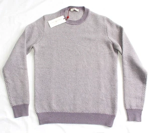 $895 New LUCIANO BARBERA Sweater 100% CASHMERE Small S Eu 48 Purple Herringbone - Picture 1 of 9