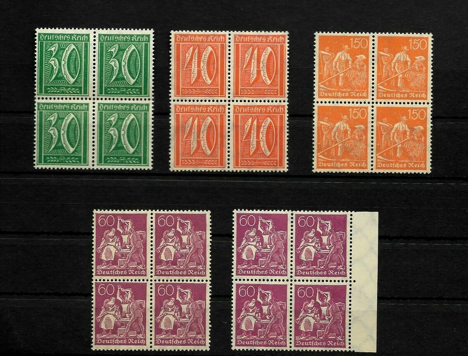 GERMANY - 1920'S REICH ISSUED, MNH** 5 BLOCKS OF 4 STAMPS, EXCELLENT! - Image 1 of 1