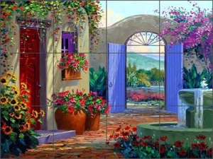 Azulejos de patio salpicadero cerámica mural Senkarik paisaje arte MSA157 - Imagen 1 de 2