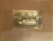 Post Mortem man open coffin casket vintage real photo 1929