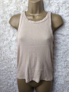 Beige Ribbed Tank Top Medium / 10 UK Womens - Picture 1 of 3