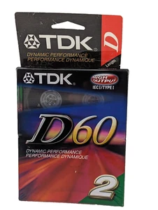 TDK D60 Blank Audio Cassette Tapes Pack of 2 Sealed NOS - Picture 1 of 5
