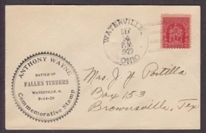 1929 Battle of Fallen Timbers Sc 680-1 Post Office Dept. cachet Waterville OH - Picture 1 of 1