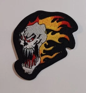 Flaming Skull Iron On Patch Punk Rock Culture Gothic Brand New Free Postage - Picture 1 of 4