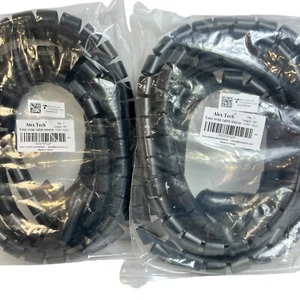 Alex Tech 1" X 10ft Long Black Easy Wrap Cable Sleeve Spiral Cable Cover Set Lot - Picture 1 of 9