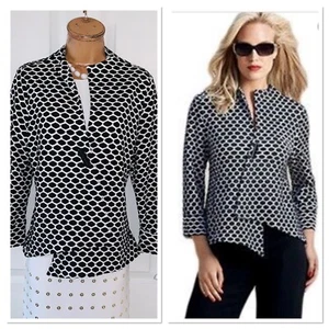 JOSEPH RIBKOFF Black & White Swing Jacket Uk Size 14 - Picture 1 of 12