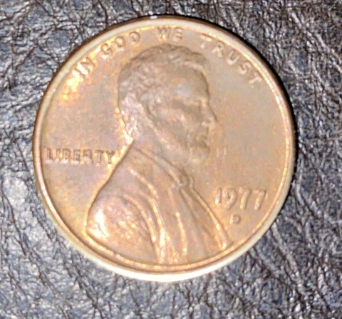 1977 D Penny Lincoln (collection coin)  D Is Double Struck on top Error Cover