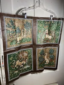 Panel de tela serigrafiado Schumacher UNICORNIO de colección raro 8 bloques almohada edredón - Imagen 1 de 13