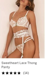 FOR LOVE & LEMONS XL Victoria's Secret Sweetheart Floral Lace Thong Bridal NWT - Picture 1 of 5