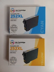 2 - LD - 252XL Ink Cartridges - Cyan & Yellow - SEALED - Exp 09/2019 - Picture 1 of 3