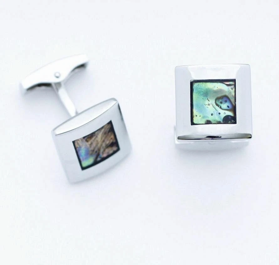 C0116 GEMELOS GEMELOS MINI CUADRADO ABULÓN CAPARAZÓN DE MAR PROFUNDO VARIOS COLORES NUEVOS Foto 1 de 1