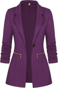 Genhoo Women's Long Sleeve Blazer Open Front Cardigan Jacket Work Office Blazer - Picture 1 of 3