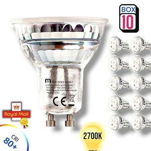 x10 GU10 LED Light Bulbs Spot Light Bulbs Warm White 2 Pin 4.5W Glass Spot Bulb - Picture 1 of 7