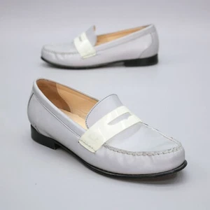 Cole Haan Ladies 7.5 B Monroe Reflective Silver Slip-on Penny Loafers - Picture 1 of 12