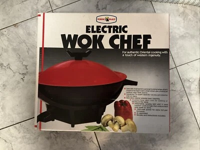 Superfície antiaderente elétrica vintage Nordic Ware vermelha 7,5 quartos WOK CHEF - Imagem 1 de 4