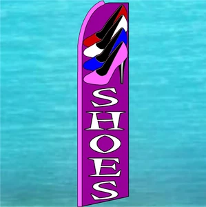 SHOES FLUTTER FLAG Tall Curved Top  Feather Swooper Advertising Banner Sign - Picture 1 of 5